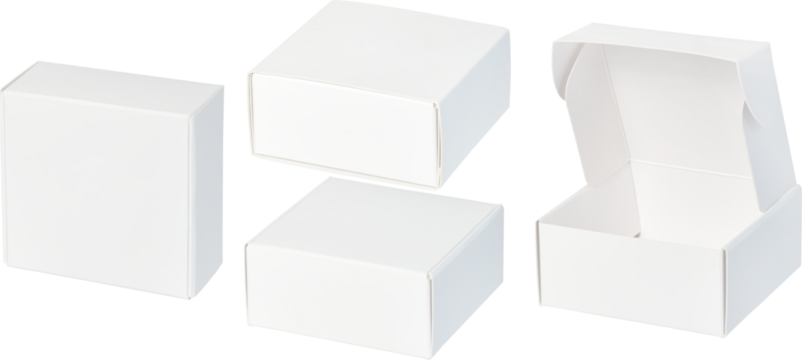 white cardboard box or giftbox set different angle view