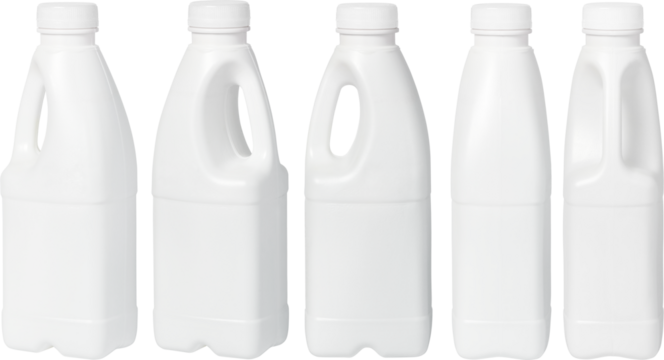 milk or yogurt plastic bottle set with coloured cap