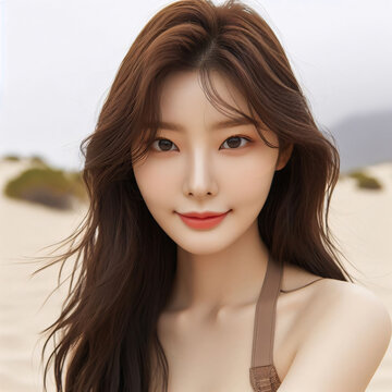 Beautiful Asian(Korean)woman wear a bikini	
