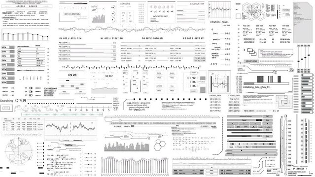 UI HUD 2GFX Technology infographic elements.White background. Sci Fi 2D texture.User Interface data display. data text 