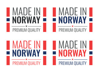 made in Norway labels set, made in Kingdom of Norway product icons