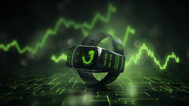 Smart fitness watch 3d render illustration with heart tester