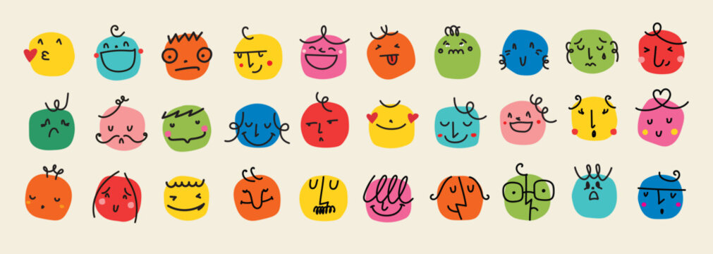 Groovy lovely funny faces stickers. Love concept. Happy Valentines day. Funky happy face characters in trendy retro 60s 70s cartoon style. Vector illustrations