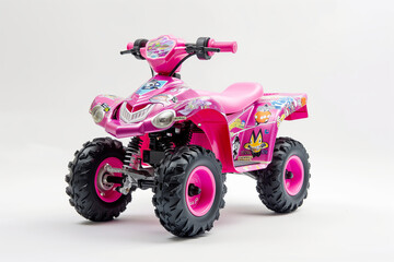 Bright Pink Children's ATV with Cartoon Decals