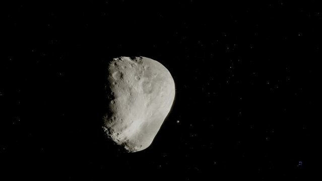 Asteroid Asta, one of many on outer space. Tumbling in the blackness of our Soler system.