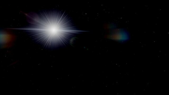 Apophis flying by our Sun in the Soler system in the blackness of outer space.