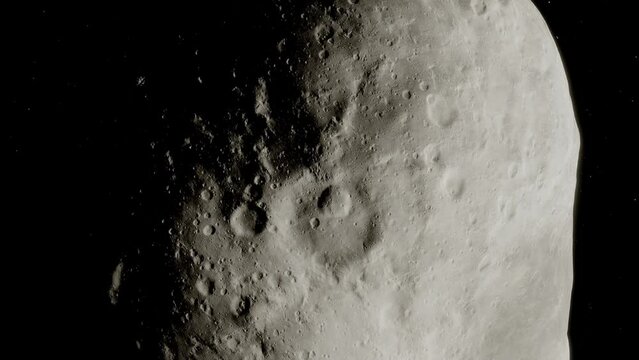 Asteroid Apophis up close moving slowly in other space, this is  a graphic or object .