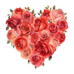 Heart Made of Red Roses. AI Generated Image