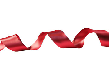 Isolated Red Ribbon for Christmas, Bow, Decoration, Gift, Valentine, Holiday, Birthday, Love, and Anniversary Celebration on a White Background