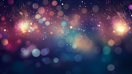 Beautiful creative holiday background with fireworks and sparkles