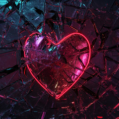 Fototapeta na wymiar Heart in Shattered Glass 