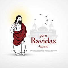Vector illustration of Guru Ravidas Jayanti Editable post template banner - obrazy, fototapety, plakaty