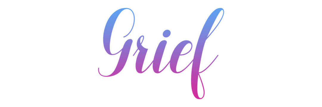 GRIEF PNG calligraphy with colorful gradients on transparent background