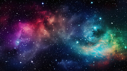 Image of galaxy with colorful and bright constellations. Ai generate.