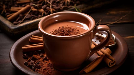 Fotobehang Cocoa with chocolate © Little