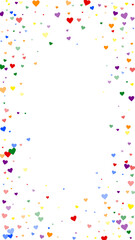 Rainbow colored scattered hearts. LGBT valentine