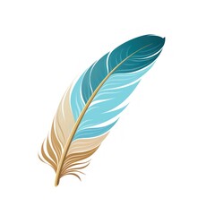 Feather of a bird on a white background. illustration. Generative AI
