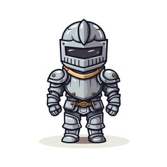 Cartoon knight in armor. illustration isolated on white background. Generative AI
