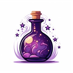 Magic potion in a magic bottle. illustration in cartoon style. Generative AI
