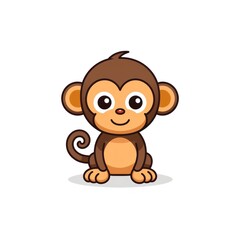 Cute monkey cartoon character vector Illustration on a white background. Generative AI