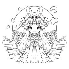 Fototapeta premium Cute Chibi Anime kawaii girl cartoon illustration