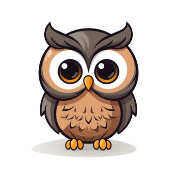 Cute cartoon owl. illustration isolated on a white background. Generative AI