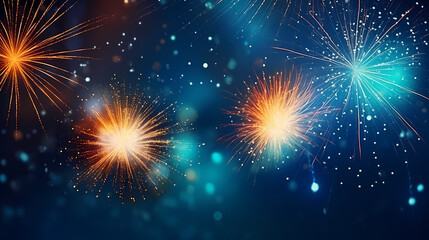Beautiful fireworks background at night for holiday decoration