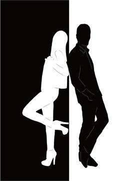 leaning silhouette