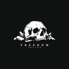 Vintage retro hand drawn skull vector art illustration