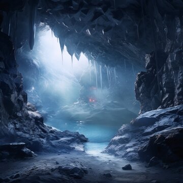Nice mountain ice cave image Generative AI