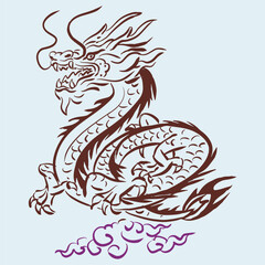 Chinese dragon tattoo vector for illustration card decoration