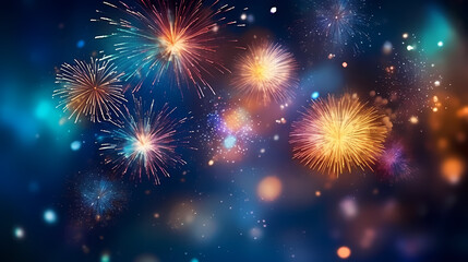 Beautiful creative holiday background with fireworks and sparkles