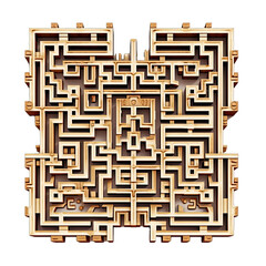 A Challenging Maze. Isolated on a Transparent Background. Cutout PNG