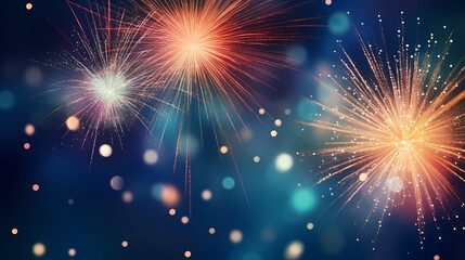 Beautiful creative holiday background with fireworks and sparkles