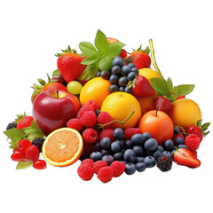 A Colorful Assortment of Fresh Fruits.. Isolated on a Transparent Background. Cutout PNG.