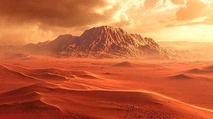 Fototapete red landscape of mountains on the planet Mars © Jorge Ferreiro