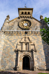 Burguete, church facade of San Nicolás de Bari, Santiago's road, Navarra, Spain