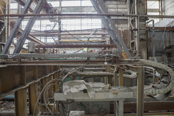 Destroyed and abandoned metallurgical plant during war in Ukraine.