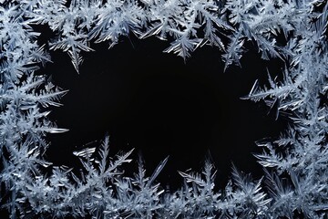 Frosted ice pattern on dark background Frost applied to abstract ice structure