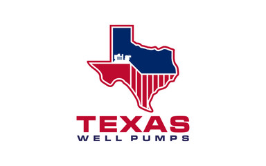 Map of texas well pump logo design illustration