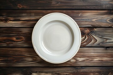 Plate on wooden surface with nothing on it