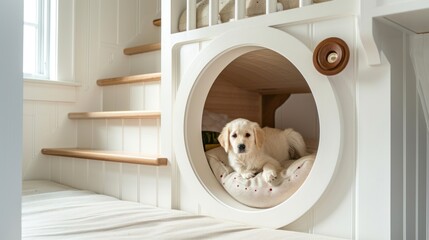 Modern design of a custom-built pet-friendly place, box, bed, igloo 