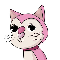 Pink cute anime cat avatar