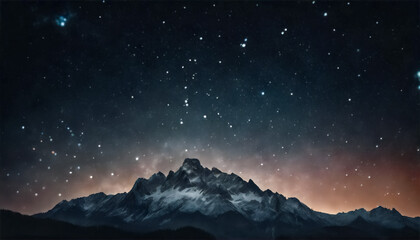Naklejka na ściany i meble Notti Stellate in Montagna- Spettacolare Vista del Cielo Stellato su una Cima Rocciosa