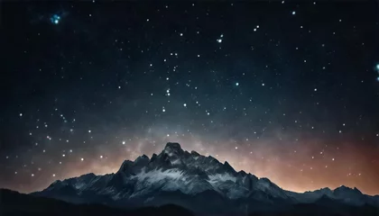 Deurstickers Notti Stellate in Montagna- Spettacolare Vista del Cielo Stellato su una Cima Rocciosa © Benedetto Riba