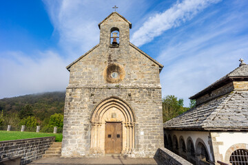 Fototapeta na wymiar Church of Santiago and Charlemagne silo. Royal Collegiate Church of Santa María de Roncesvalles, Santiago's road, Navarra, Spain
