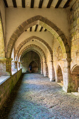 Fototapeta na wymiar Roncesvalles, Gothic cloister, Royal Collegiate Church of Santa María de Roncesvalles, Santiago's road, Navarra, Spain