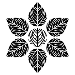 black and white leaves ornament vector