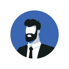 Avatar of character in the blue and black style. The design of the man's avatar creatively combines the boldness of blue and black colors, making it fashionable choice for work. Vector illustration.