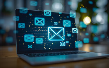 email marketing concept, send e-mail or newsletter - obrazy, fototapety, plakaty